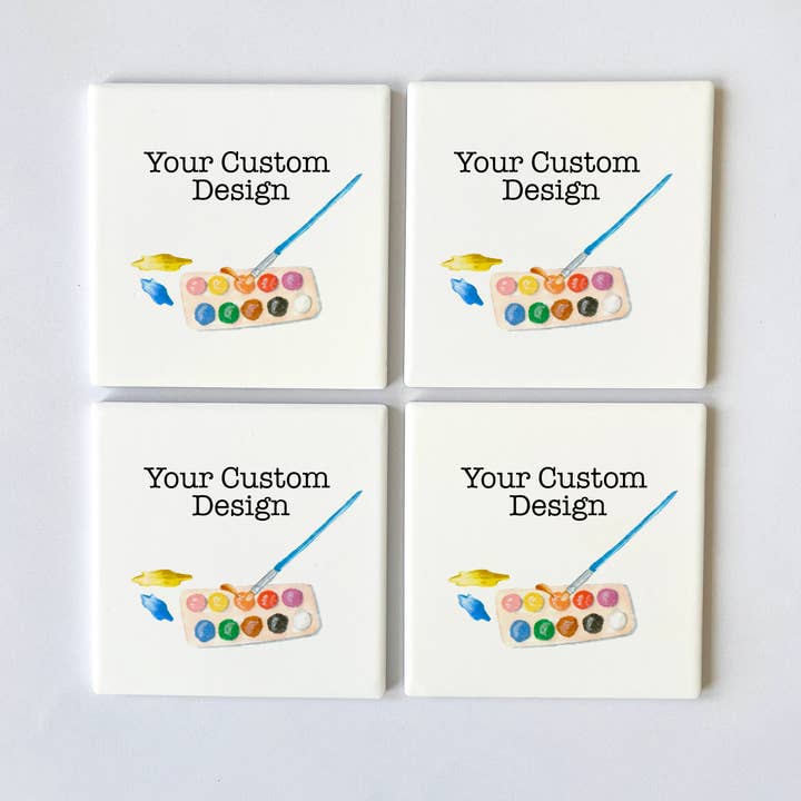 Dishique - Vente Sous-verre - Ensemble de dessous de verre carré personnalisé