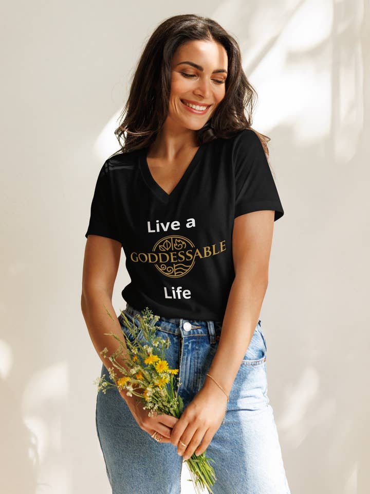 Women’s relaxed v-neck t-shirt for wholesale by Goddessable