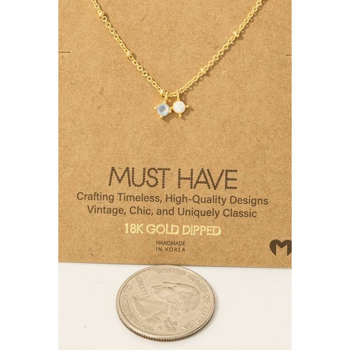 Fame Accessories - Wholesale Pendant/Charm Necklace - Gold Dipped Cz And Opal Charms Chain Necklace