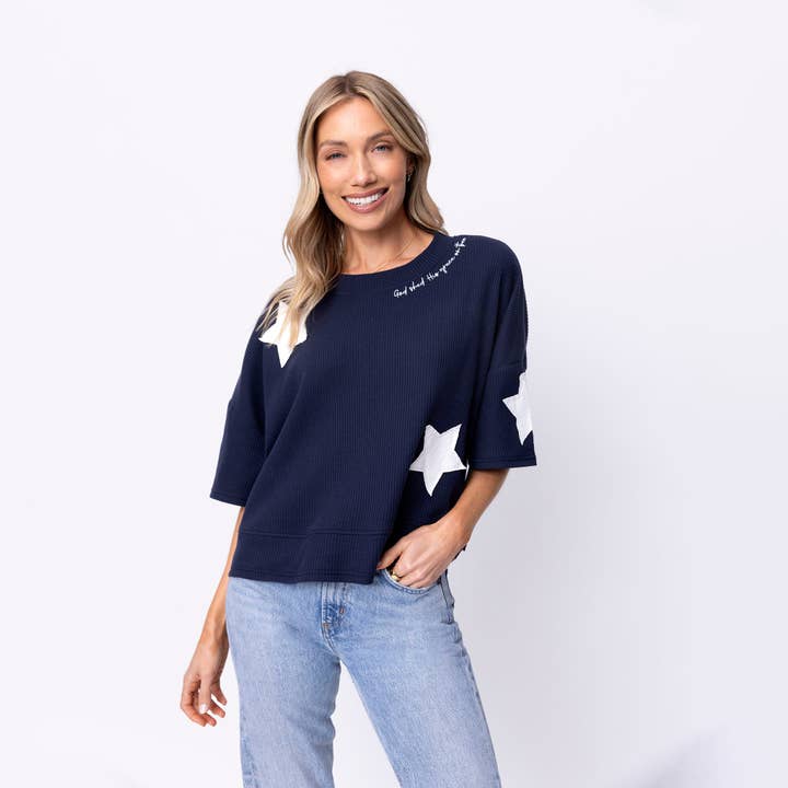 Love in Faith - Wholesale Knit Top - Women's - God Shed His Grace Waffle Knit Boxy Tee2