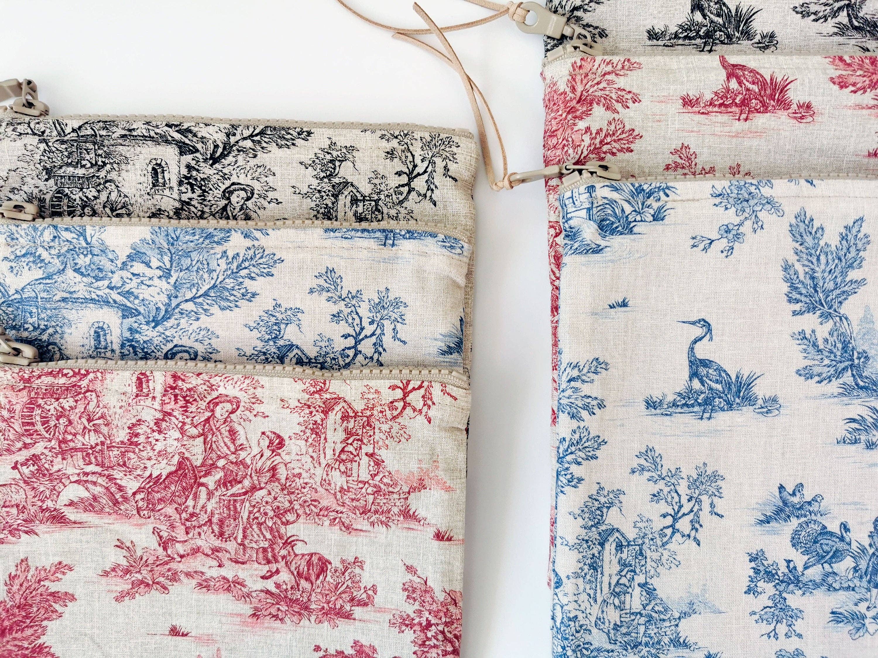 Homesite - Wholesale Pouch - Women's - Toile De Jouy Zipper Pouch, Three Colors and Two Sizes4