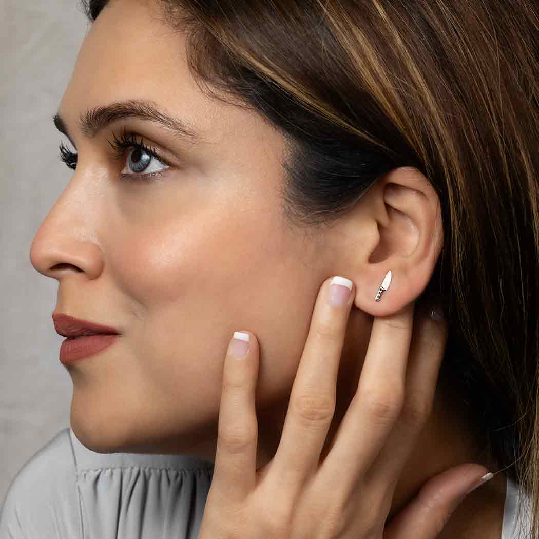 Nina Designs - Wholesale Stud/Post Earrings - Sterling Silver or Bronze Kitchen Knife Post Earrings 13x3mm3