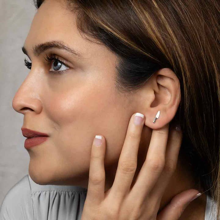 Nina Designs - Wholesale Stud/Post Earrings - Sterling Silver or Bronze Kitchen Knife Post Earrings 13x3mm3