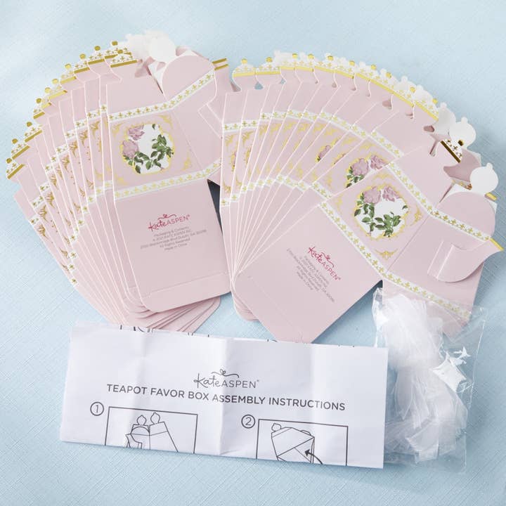 Kate Aspen - Vente Sachet cadeau/boîte cadeau pour invités - Tea Time Whimsy Lot de 24 théière Rose