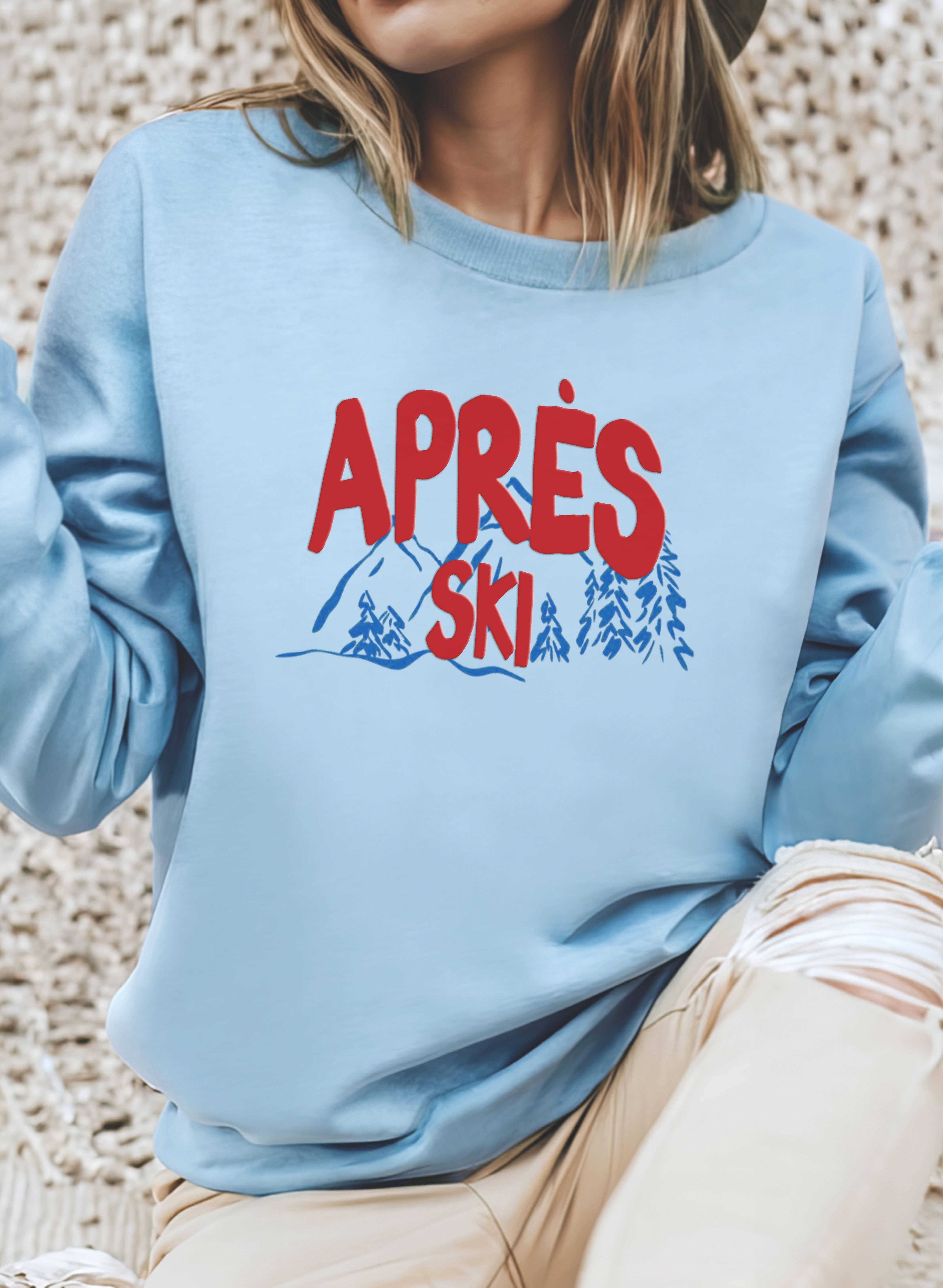 P E T I T R U E - Vendita all'ingrosso Felpa stampata - Donna - Felpa oversize Apres Ski con stampa puff rossa, maglione trendy invernale3