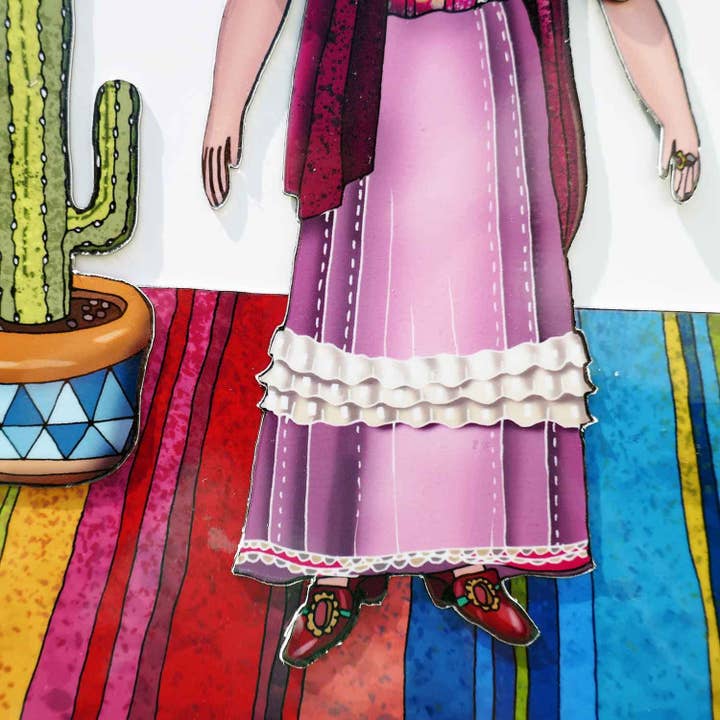 THE PAPER IDOLL – Engroshandel Magnet – Posable køleskabsmagnet eller sæt Frida Kahlo | Celebrity Paper Doll | Mexicansk kunstner