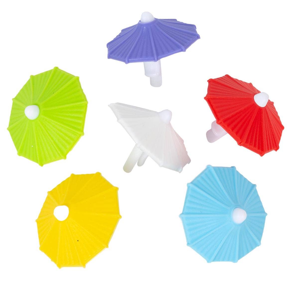 Luciano Gourmet - Vente Kit de fabrication de boisson - Luciano 6pcs Marqueurs de Verre en Silicone en Forme de Parapluie, boîte colorée1