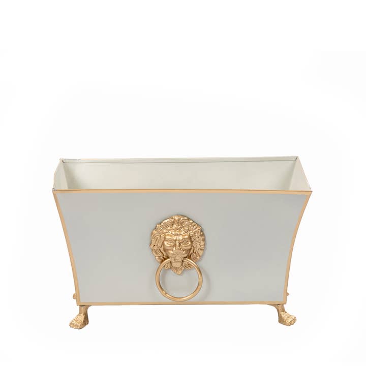 Regency Fluted Rectangle Paws & Claws Cachepot - Taupe for wholesale by Jaye's Studio