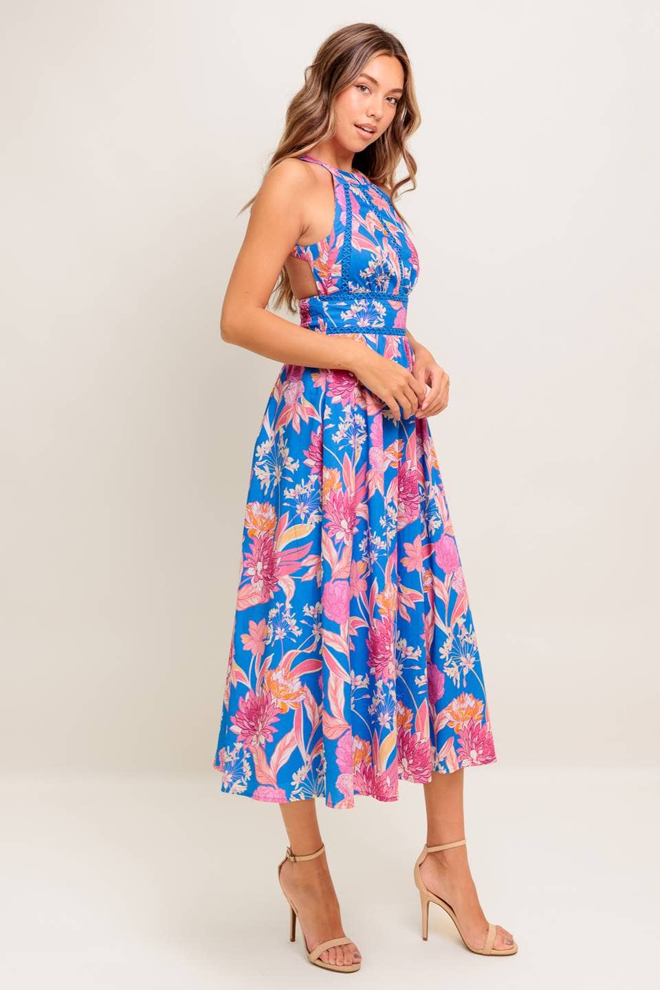 AZUL ROSA Vestido midi tejido estampado - ID22729 de venta al por mayor en Faire1
