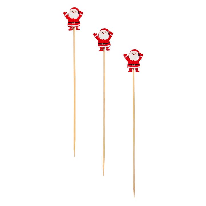 Sophistiplate - Wholesale Cocktail Pick - Holiday Santa Cocktail Party Pick Toothpick 30 Wack Wood 6"