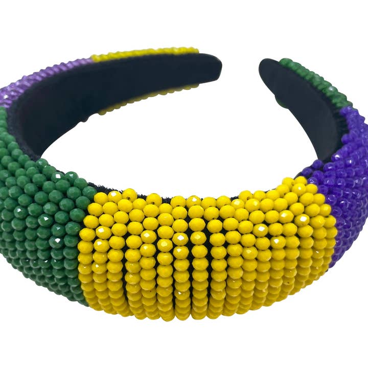 Mardi Gras Headband - Mardi Gras Mambo Bead Headband for wholesale by Golden Lily