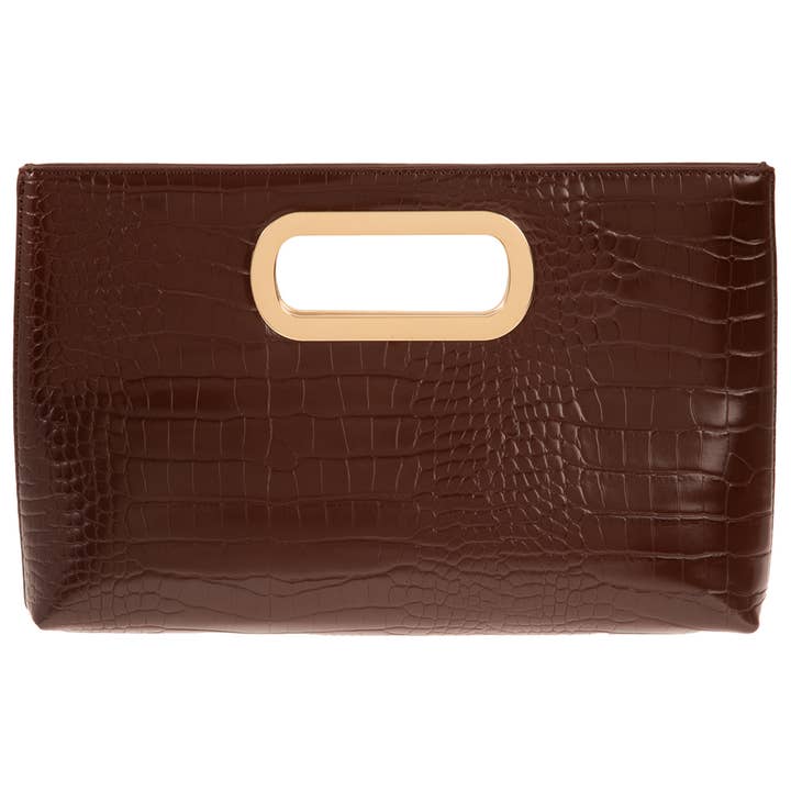 JNBFASHION.COM - Wholesale Clutch Bag - Women's - Crocodile Synthetic Leather Top Handle Clutch…3