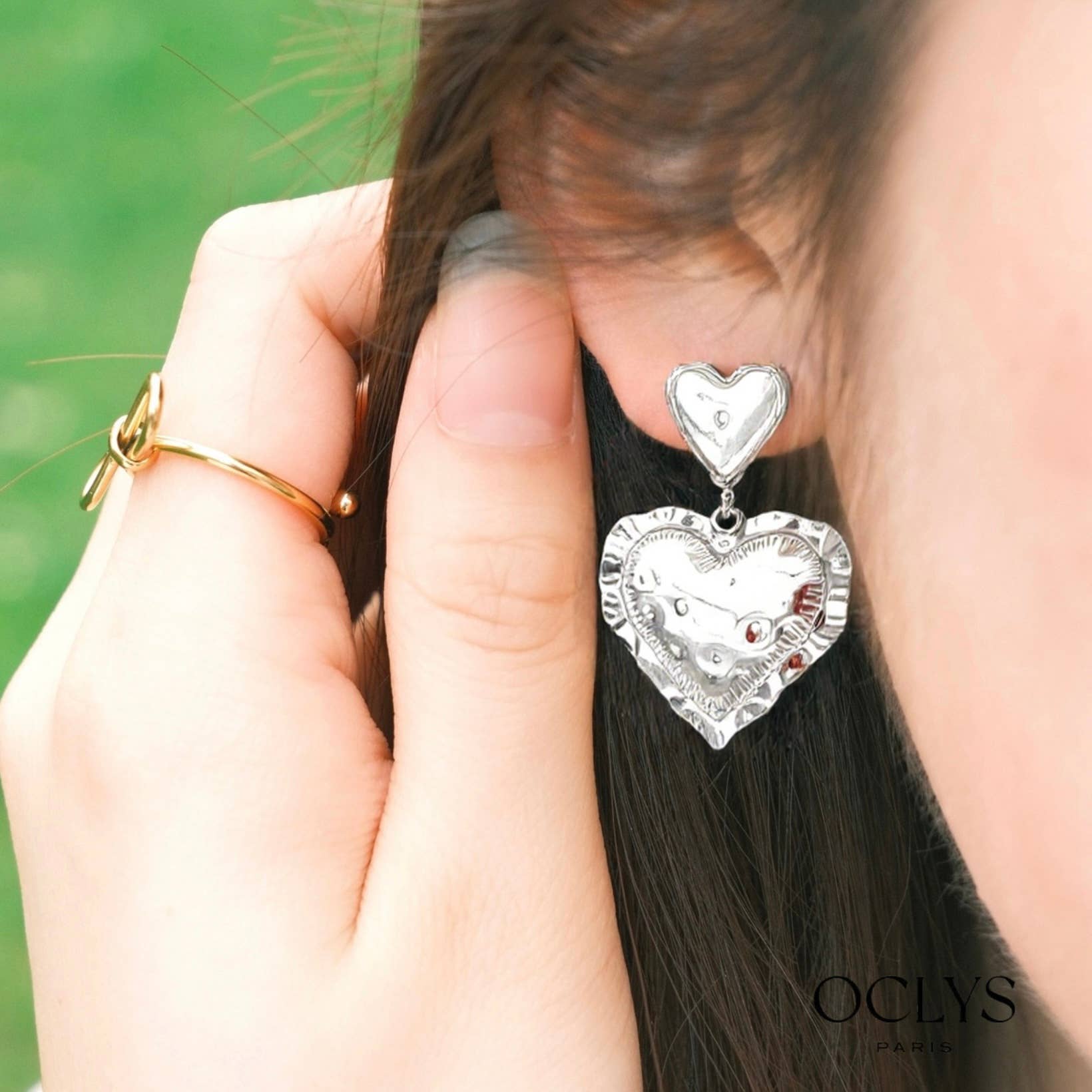 Oclys - Wholesale Clip-On Earrings - Pietra stainless steel heart clip-on earrings3