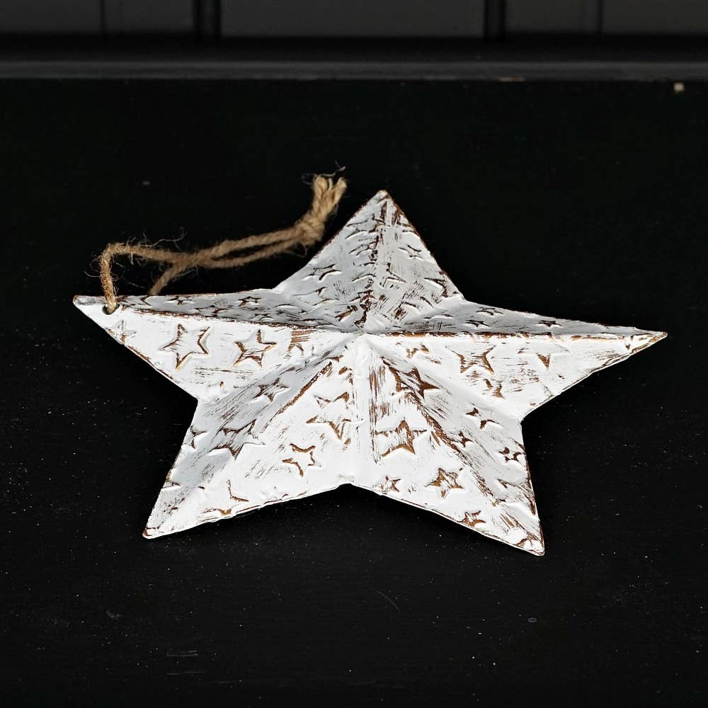 Holiday Depot Inc. - Wholesale Ornament - M32821-Vintage white metal 3D Star w. star (5.75inD)3