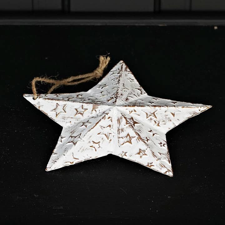 Holiday Depot Inc. - Wholesale Ornament - M32821-Vintage white metal 3D Star w. star (5.75inD)3