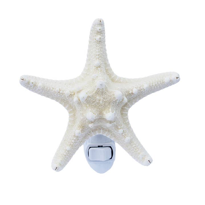 California Seashell Company - Wholesale Night Light - White Bumpy Starfish Night Light
