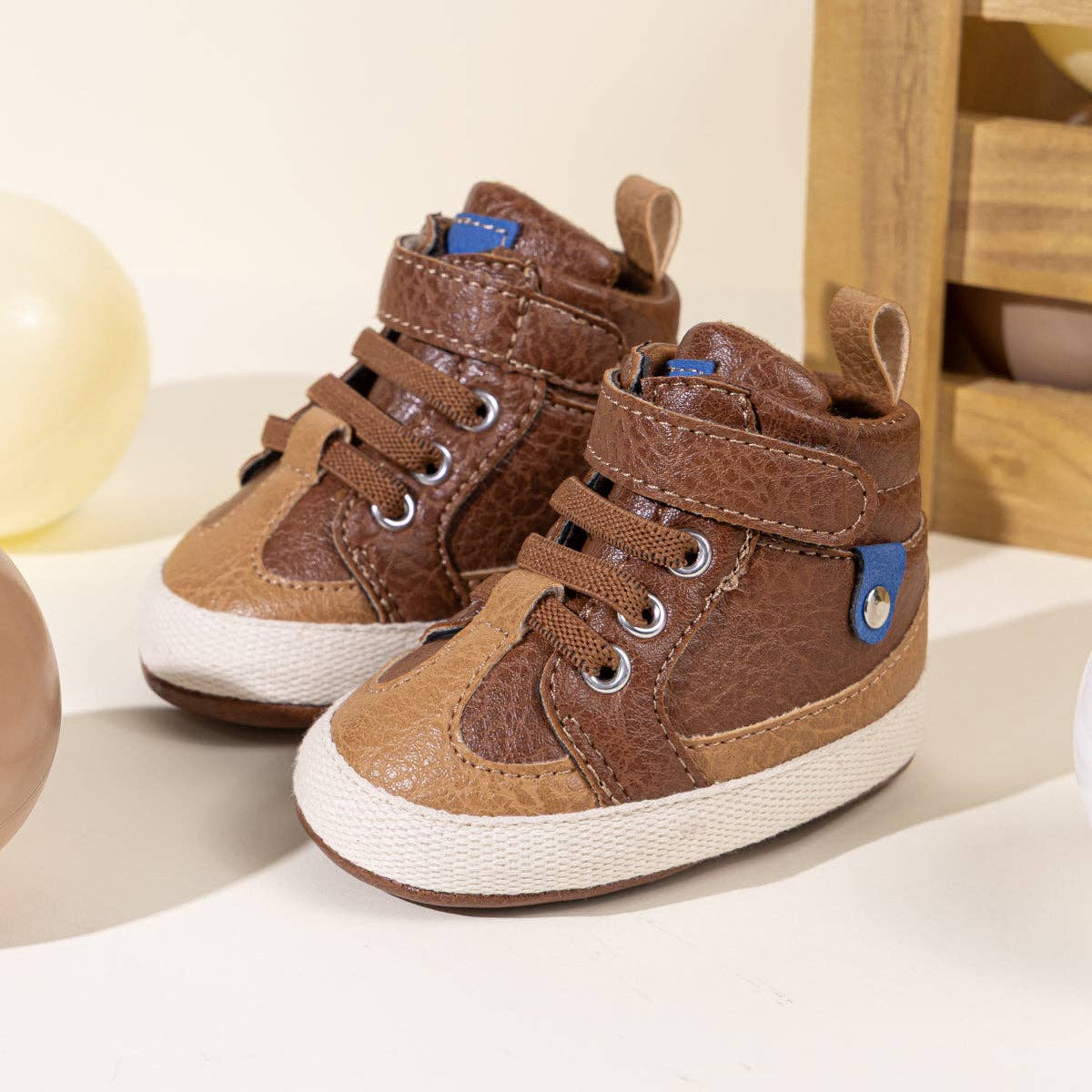 Kids Charm Online - Wholesale Lifestyle Sneakers - Baby - 3 Tone apricot pleather baby shoes. CG51720