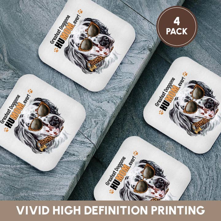 3dRose - Wholesale Coasters - 3dRose, Adorable English Setter Dog Snazzy in Cheetah Glasses for Mothers Day, Coaster12