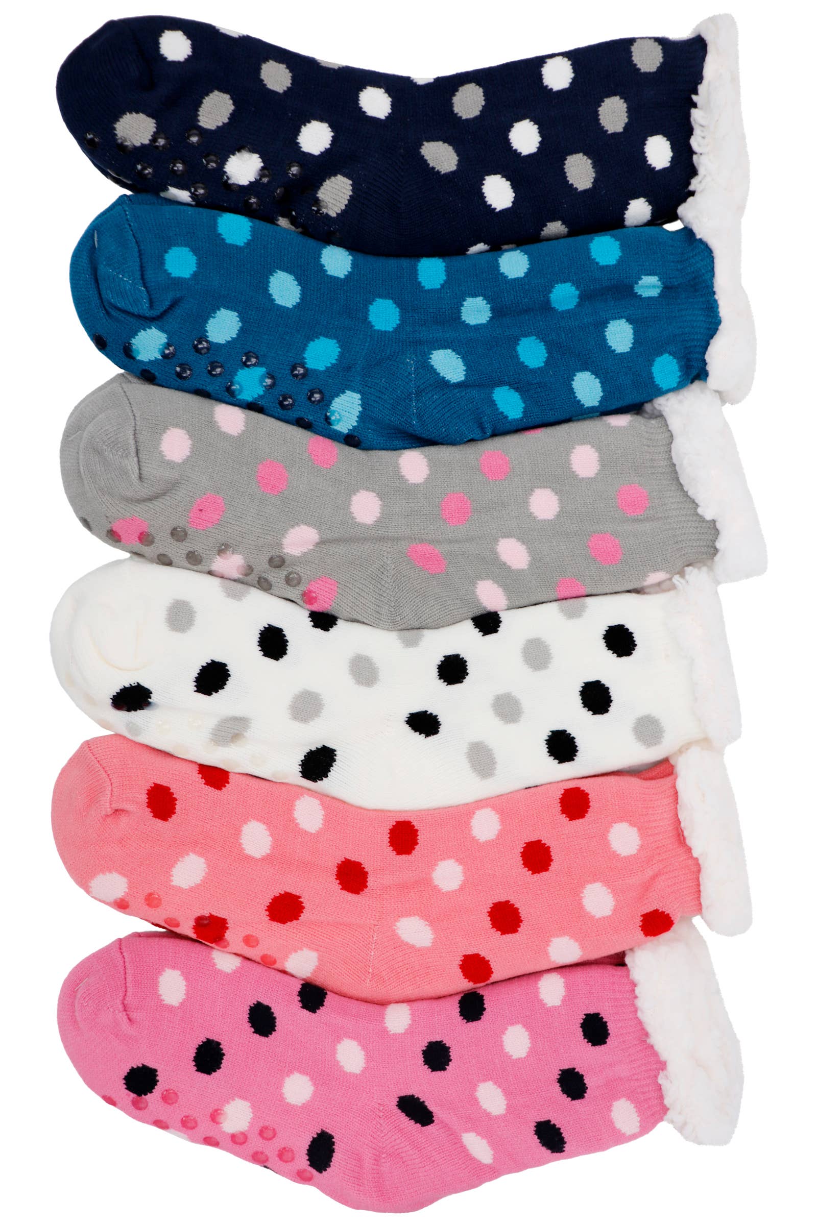 Cap Zone – wholesale Socks – Women's – Polka Dot Frenzy Fuzzy Fleece Cozy Lounge Socks1