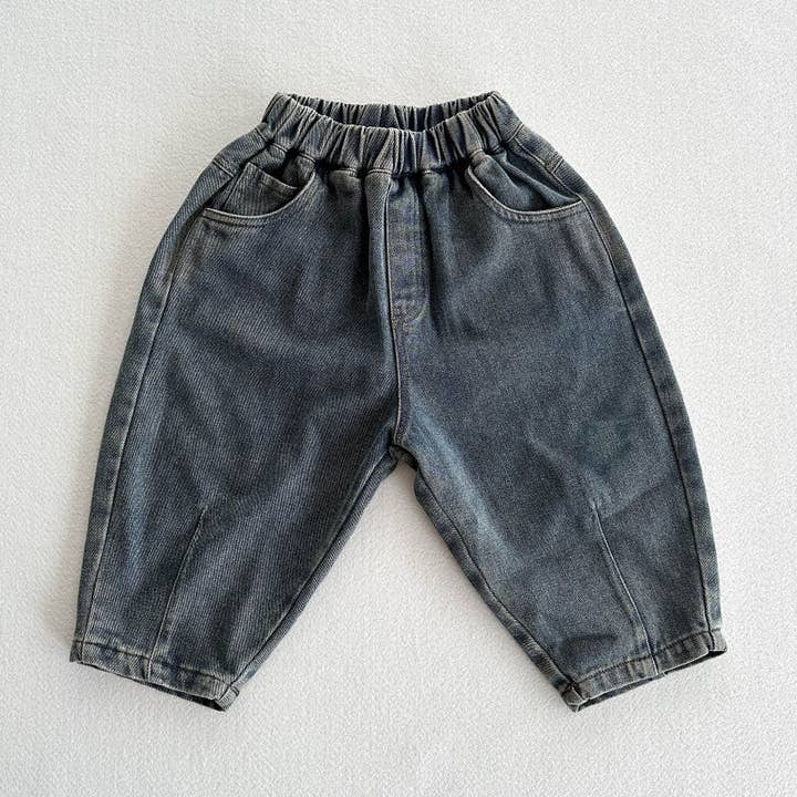 Efterårsankomst Vintage Casual Unisex Mørkeblå Denim Amerikansk Stil Bukser for engroshandel hos MyKids-USA®