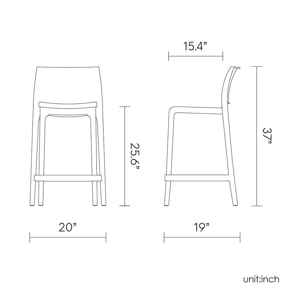 Lagoon Furniture America Corp - Wholesale Stool - Lagoon SENSILLA 7211C Stackable Counter Stool - 2 pcs / set6