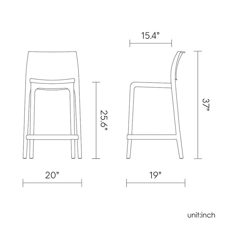 Lagoon Furniture America Corp - Wholesale Stool - Lagoon SENSILLA 7211C Stackable Counter Stool - 2 pcs / set6