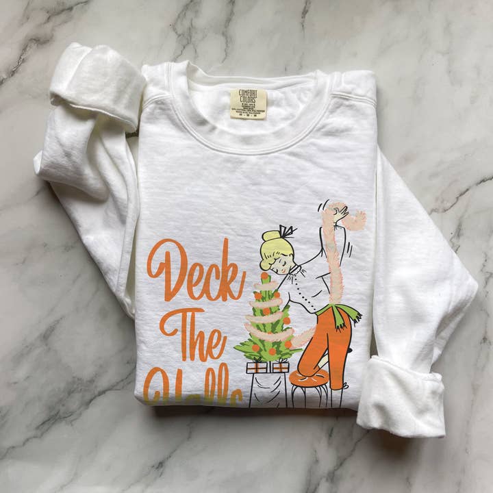 Retro Deck the Halls Crewneck Sweatshirt for wholesale by Merry May