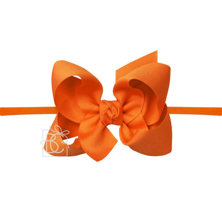 Beyond Creations, LLC - Wholesale Fashion Headband - Kids - 1/4" NYLON PANTYHOSE HEADBAND W/SIGNATURE GROSGRAIN BOW