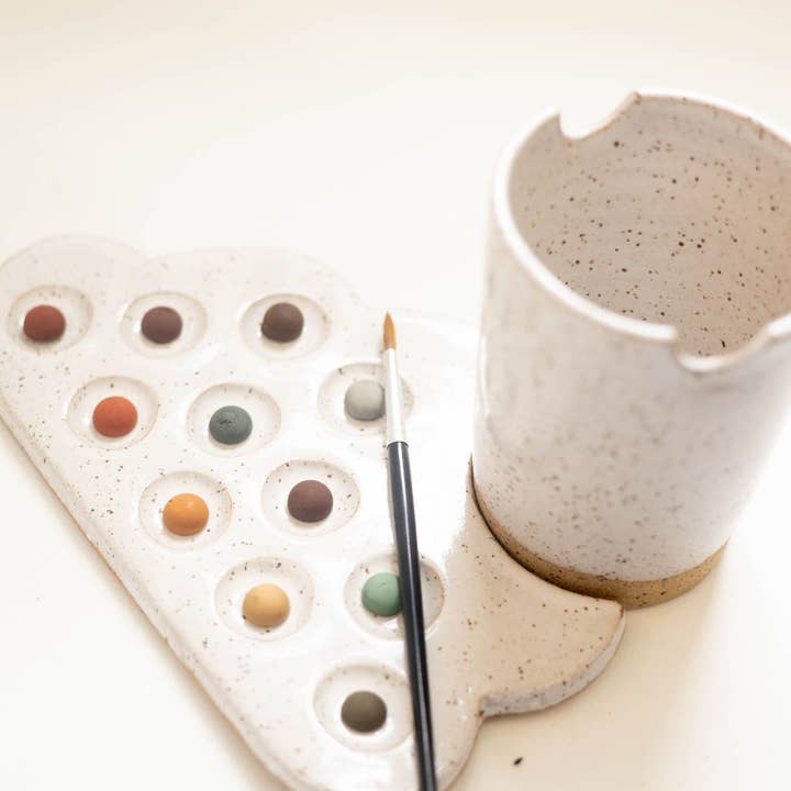 joye made clay - Wholesale Palette/Mixing Tray - ceramic nesting cloud palette and brush cup set6