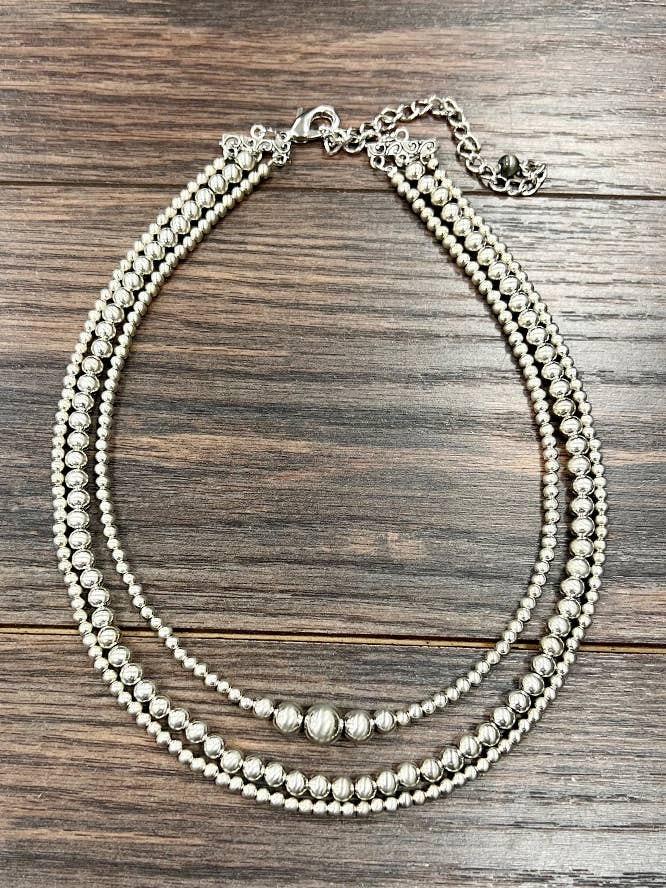 739458, Håndlavet 18" Sølv Navajo Perlehalskæde for engroshandel hos ISAC Trading Inc