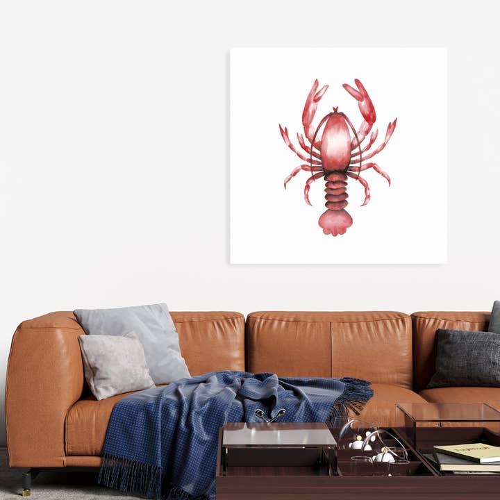 Blå Hummer | Kunsttryk på lærred 36 „x 36" for engroshandel på Faire