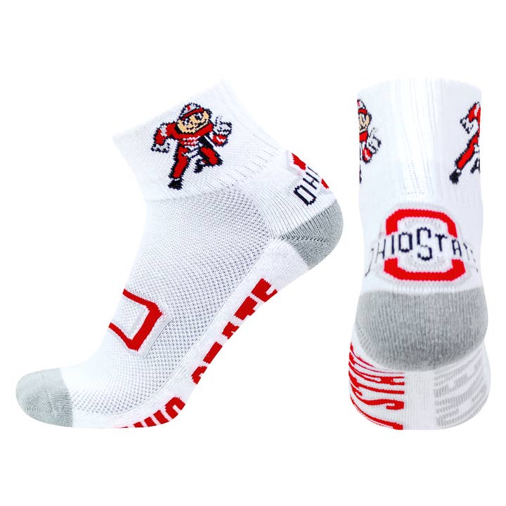 Ohio State Buckeyes White Quarter Socks - Brutus for wholesale by Donegal Bay