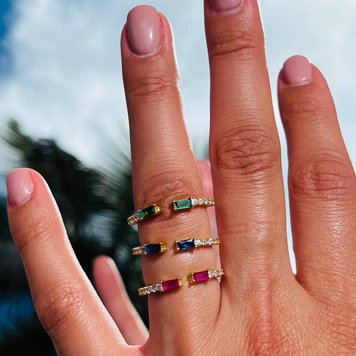 CZ Ædelstensring – Guldbelagt Sterlingsølv Smykke for engroshandel hos Mali Beads