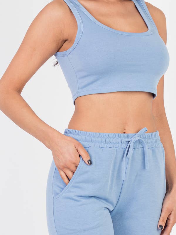 CAPELLA APPAREL - Wholesale Lounge Set - Women's - French Terry Cropped Tank Top & Joggers Set10