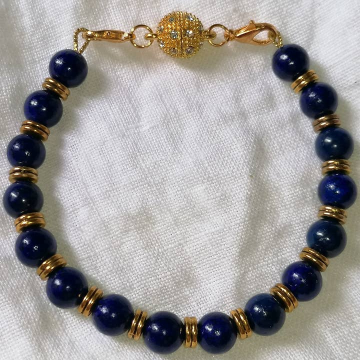 Bracelet Lapis-Lazuli doré pour la vente par Blue Moon Bijoux