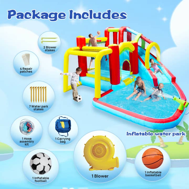 39F Inc. - Wholesale Inflatables - 7-in-1 Inflatable Water Park Bounce House – Slide, Pool 14