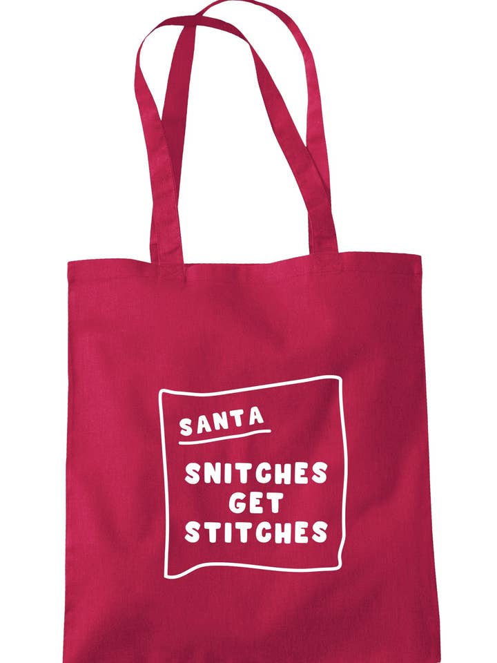 Sac fourre-tout Santa Snitches Get Stitches A0245 pour la vente par Illustrated Identity