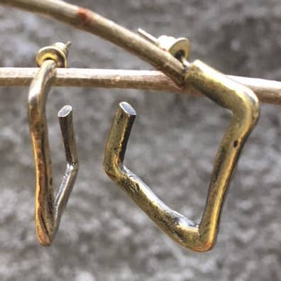 Bent Horizon Brass Earrings for wholesale by Volare