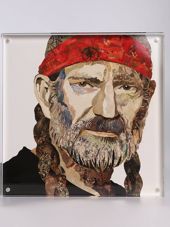 Impresión de Willie Nelson enmarcada en acrílico para venta al por mayor de Brenda Bogart