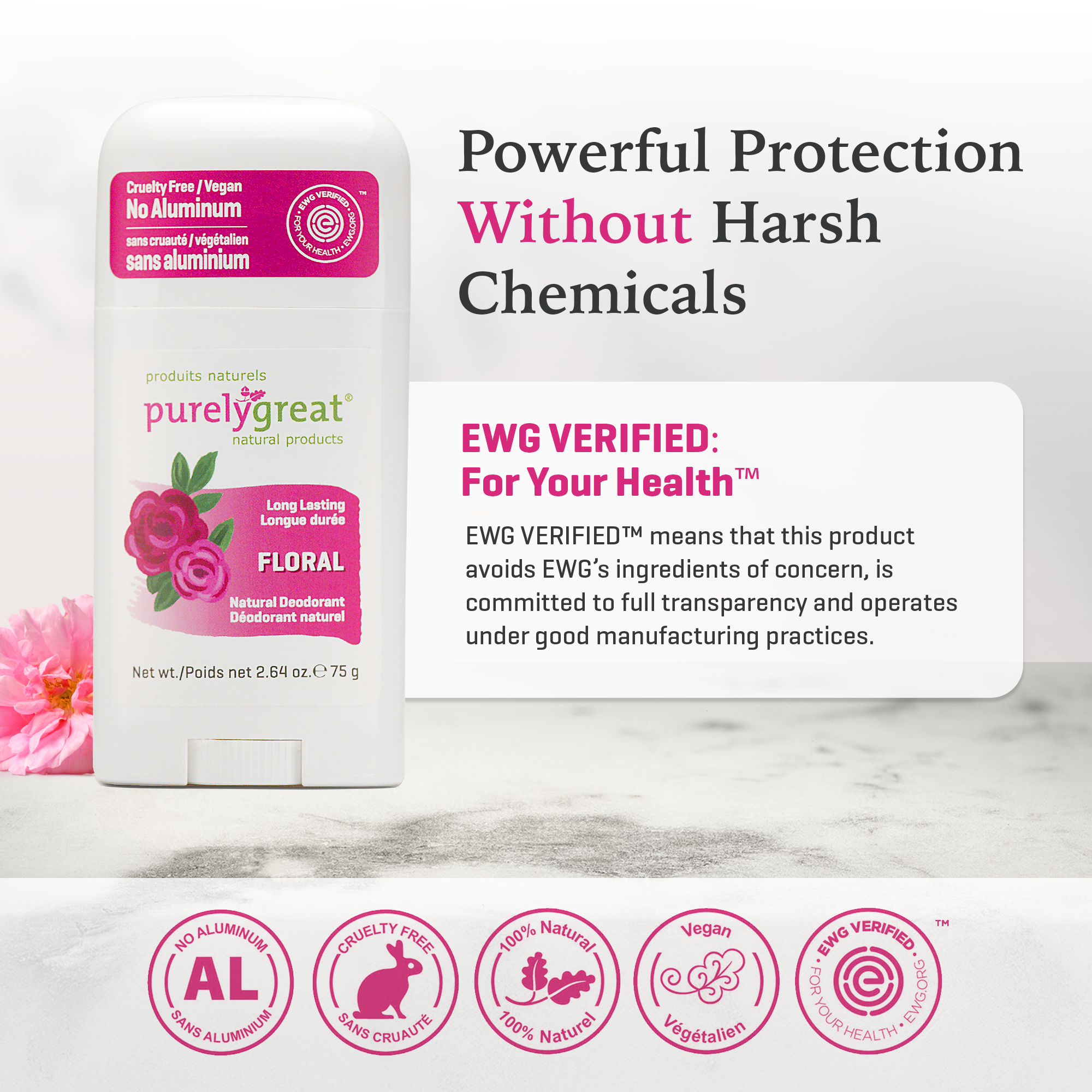 Purelygreat Natural Deodorants - Wholesale Deodorant - Unisex - Purelygreat Stick Deodorant - Floral5