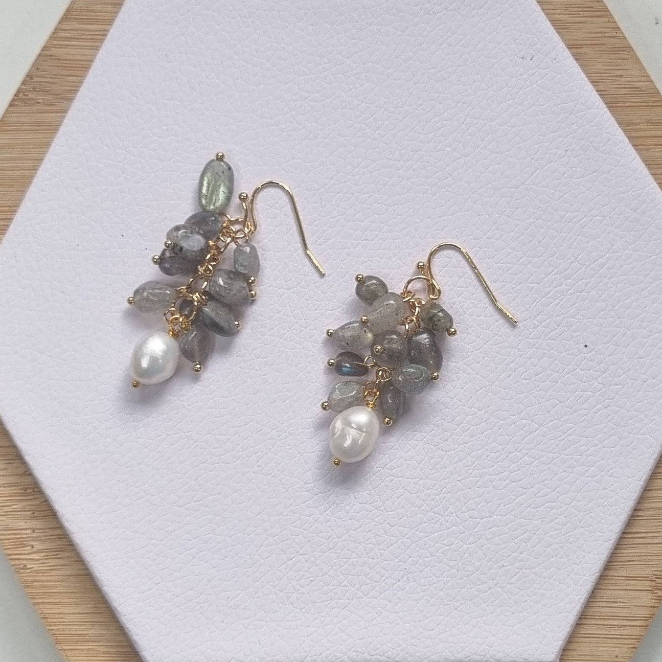 PearlGem Designs - Wholesale Dangle earrings - Alighieri Freshwater Pearl Gemstone Earrings - Onyx14