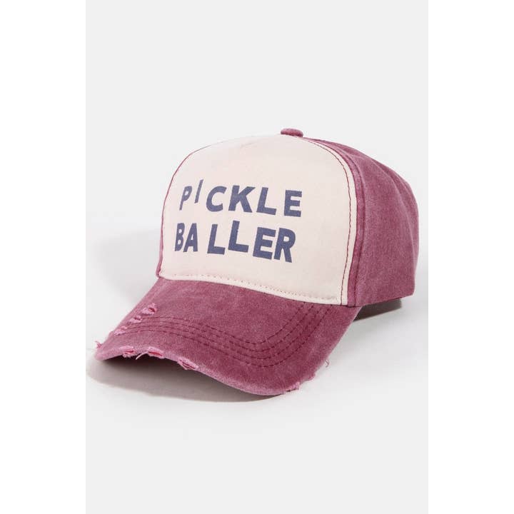 Collections by Fame Accessories - Wholesale Baseball Cap - Women's - Pickle Baller Distressed Denim Trucker Hat