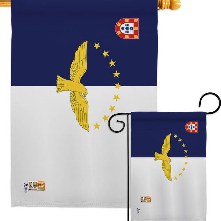 Two Group Flag Co - Vendita all'ingrosso Bandiere - Bandiera Azzorre Portogallo Casa da giardino su 2 lati Home Decor Yard3