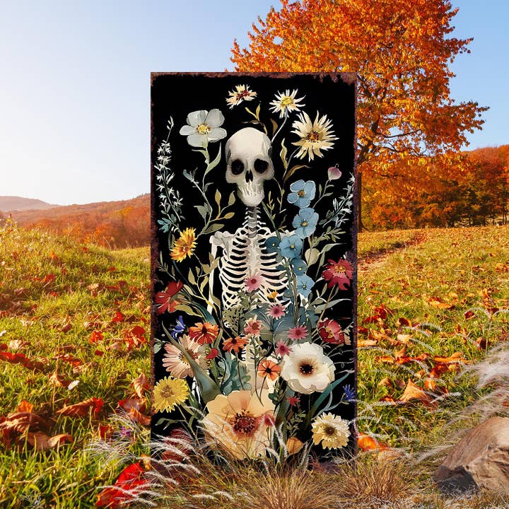 TX USA Corporation - Wholesale Garden/Lawn Stake - 30inch Halloween Skeleton Garden Stake | Halloween Wooden Decor | Halloween Sign | Halloween Yard Decor | Halloween Watercolor Style Decor