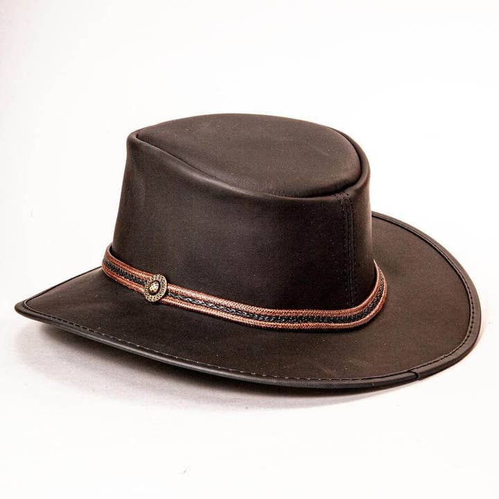 American Hat Makers - Wholesale Cowboy Hat - Unisex - Cowhide Leather Outback Hat - Style Midnight Rider3