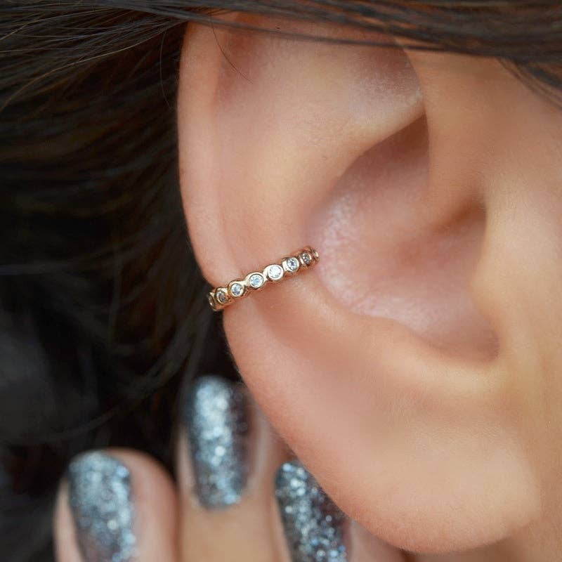 StockJWL – wholesale Cuff/wrap earrings – Compression Cartilage Earring Mini Thin Stone Ear Cuff  Gold Silver3