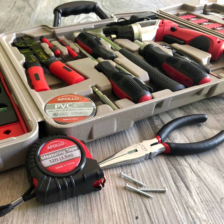 Apollo Tools - Wholesale Handy Tool - 161 Pc Household Tool Kit w 3.6v Li-ion Cordless Screwdriver3