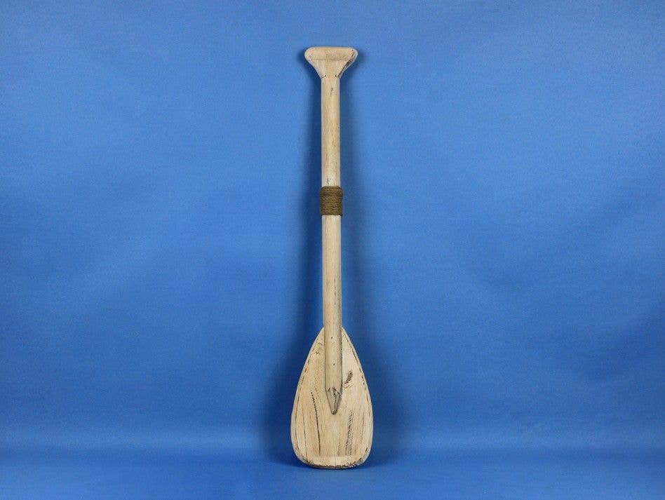 Hampton Nautical - Wholesale Wall Accent - Wooden Rustic Whitewashed Decorative Rowing Boat Paddle with3