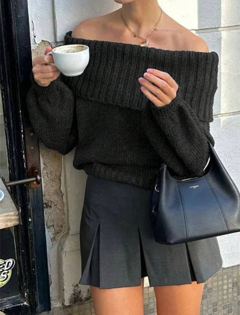 Katinki - Wholesale Knit Sweater - Women's - Fitted Lantern Sleeve Knit Sweater1