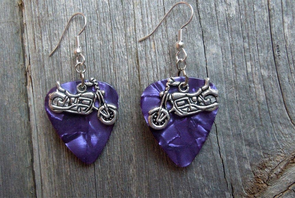 Simply Raevyn - Wholesale Dangle Earrings - Motorcycle Charm Guitar Pick Earrings8